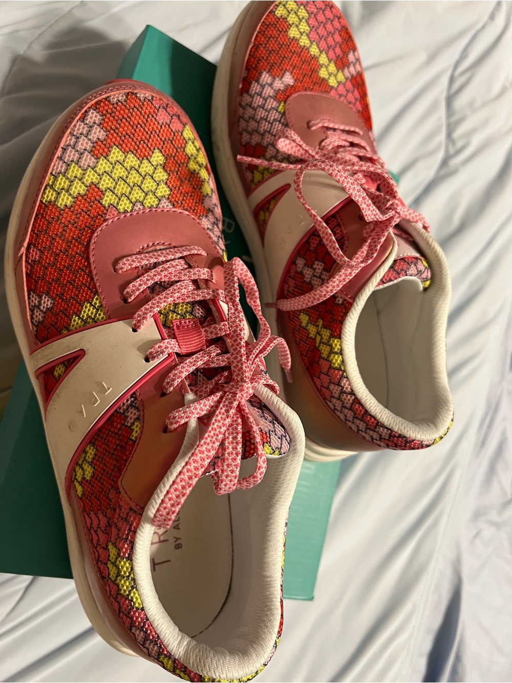 Alegria Pink Red Yellow Woven Casual Sneakers